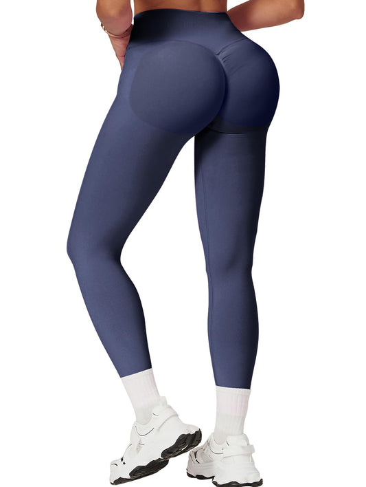 Womens Workout Leggings Seamless Tummy Control Yoga Pants Scrunch Butt Lifting Compression Gym Athletic Leggings Slate Gray-XS